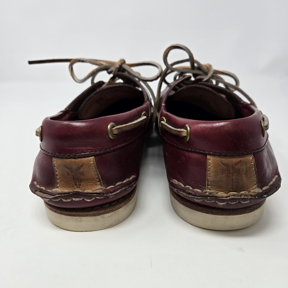 FRYE SULLY BOAT SHOES SLIP ON LOAFERS BURGUNDY LEATHER MEN SIZE 9 NAUTICAL FALL - Picture 7 of 15